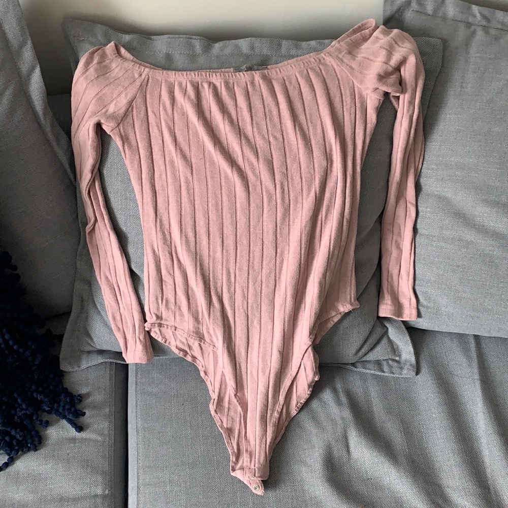 Off shoulder long sleeve bodysuit